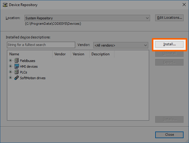Install device description