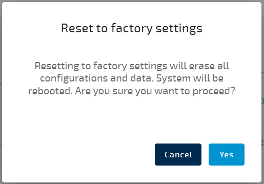 Reset to factory settings