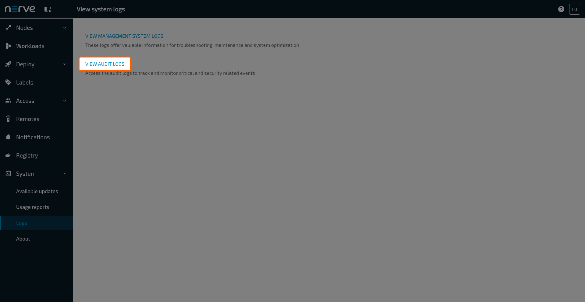 Select view audit logs