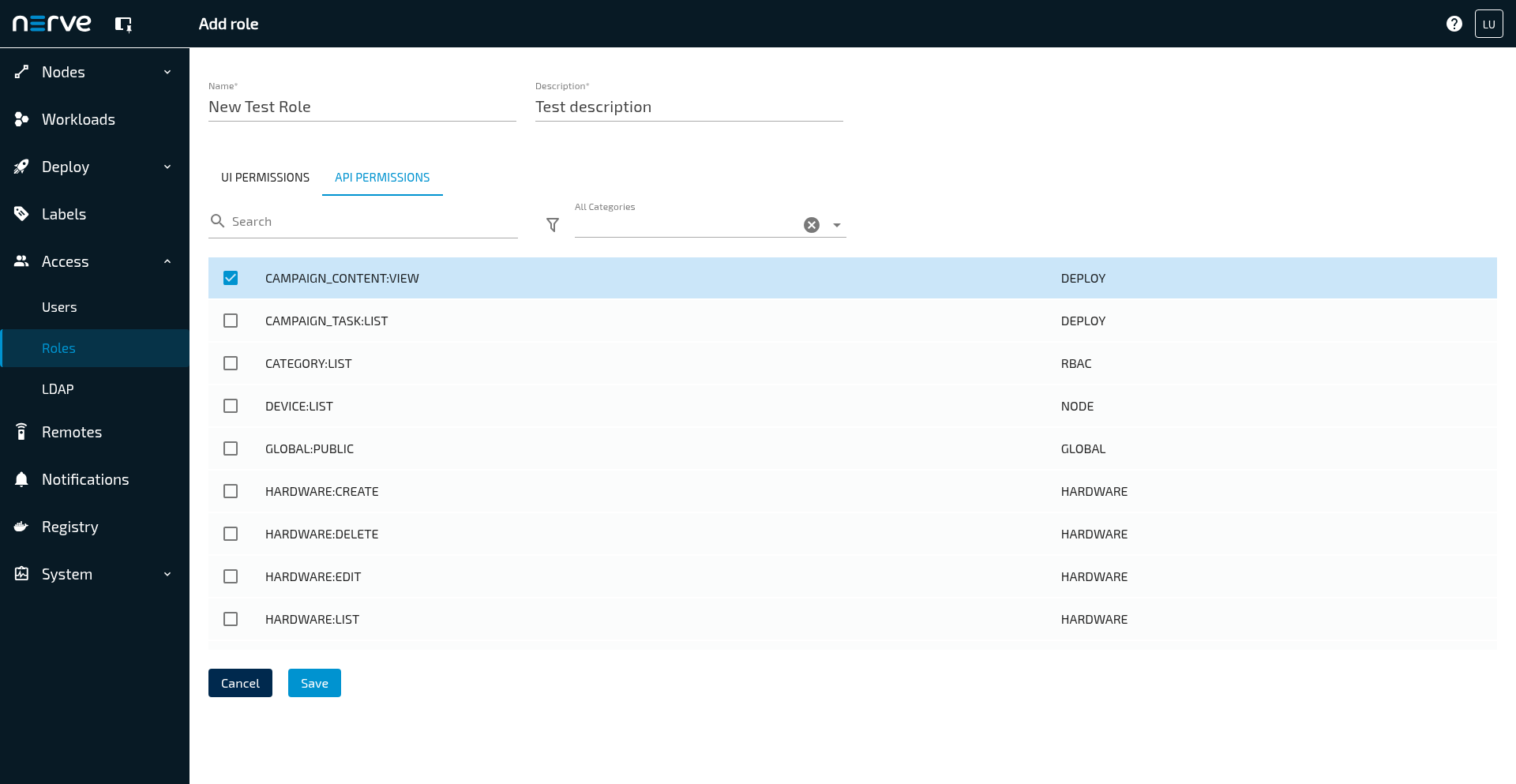 Select API Permissions