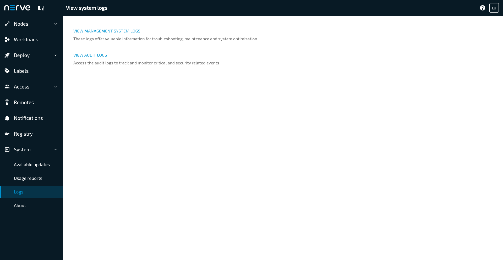 Select view audit logs